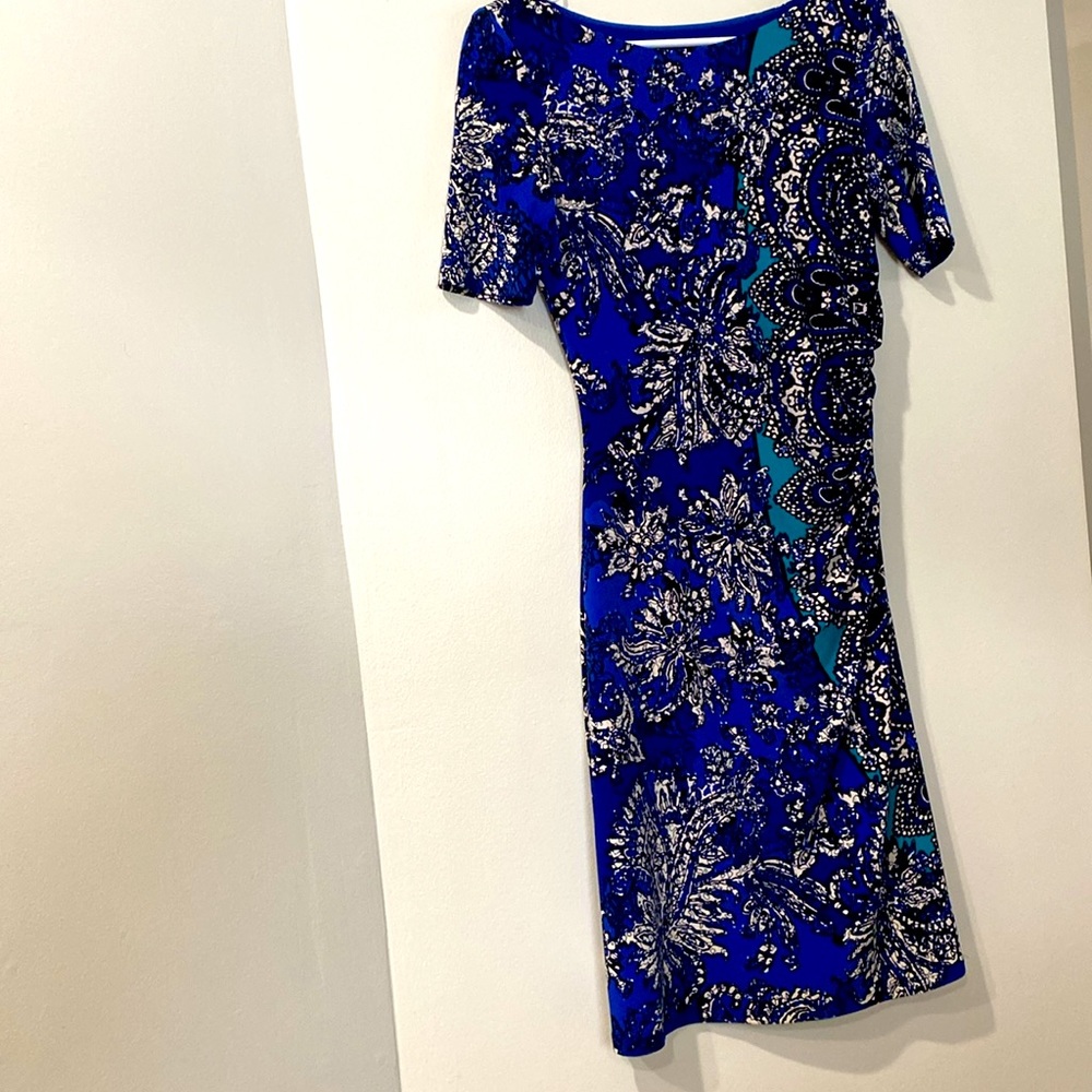 Jones New York Blue Crew Neck Sheath Dress